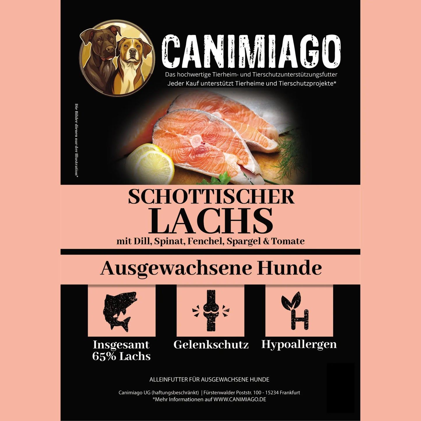 CANIMIAGO ADULT - Schottischer Lachs mit Dill, Spinat, Fenchel, Spargel & Tomate